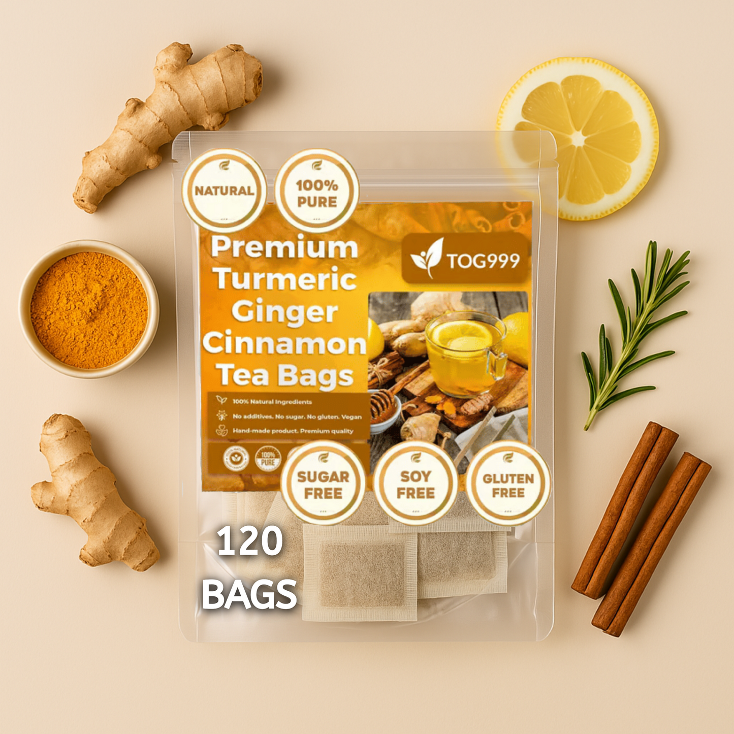 100% Natural Handmade Turmeric Ginger Cinnamon Tea